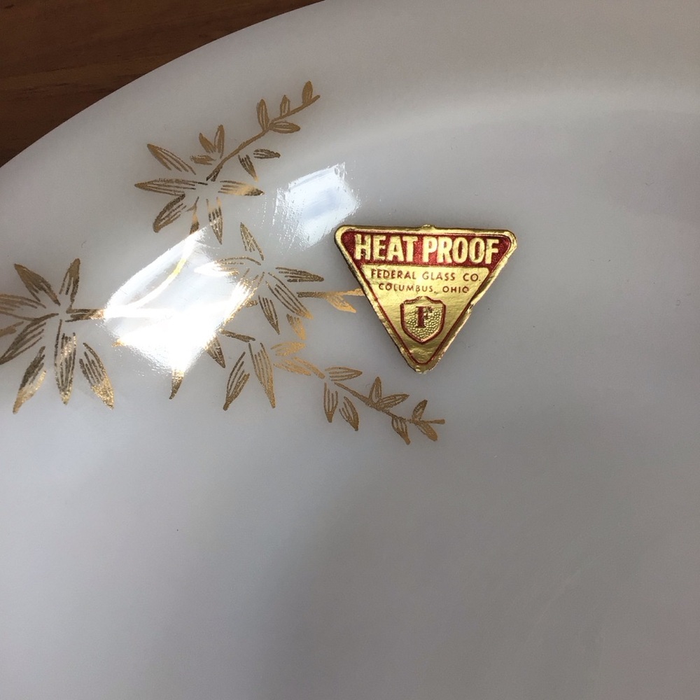 Vintage Federal Glass Golden Bamboo Rim Soup Bowls - Set of 2 - Picture 4 of 9